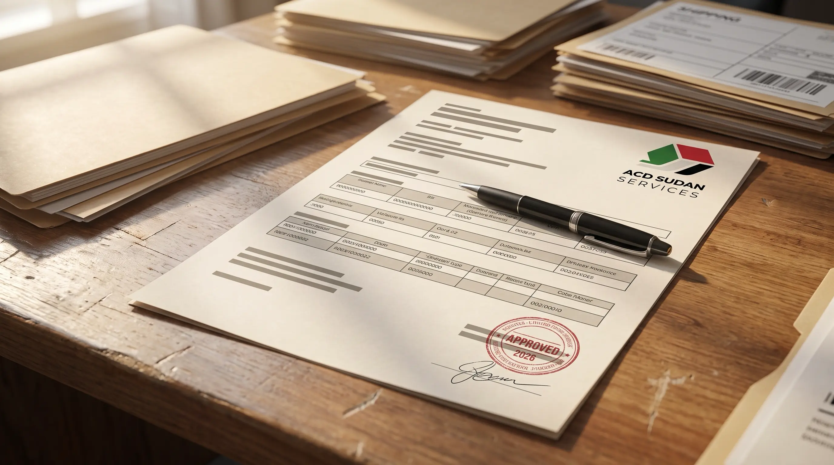 Sample customs certificate document representing the ACD process for shipments to Sudan.